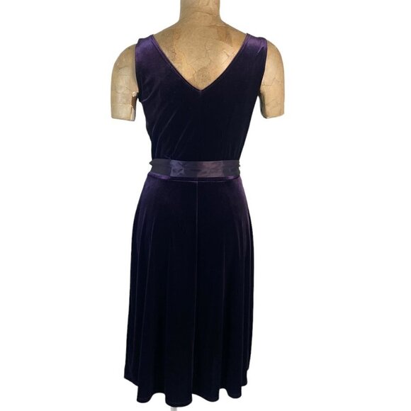 VTG 90s Elegant Classic Stretch Velvet Sleeveless Dress Sz M Purple #236B - Picture 5 of 6